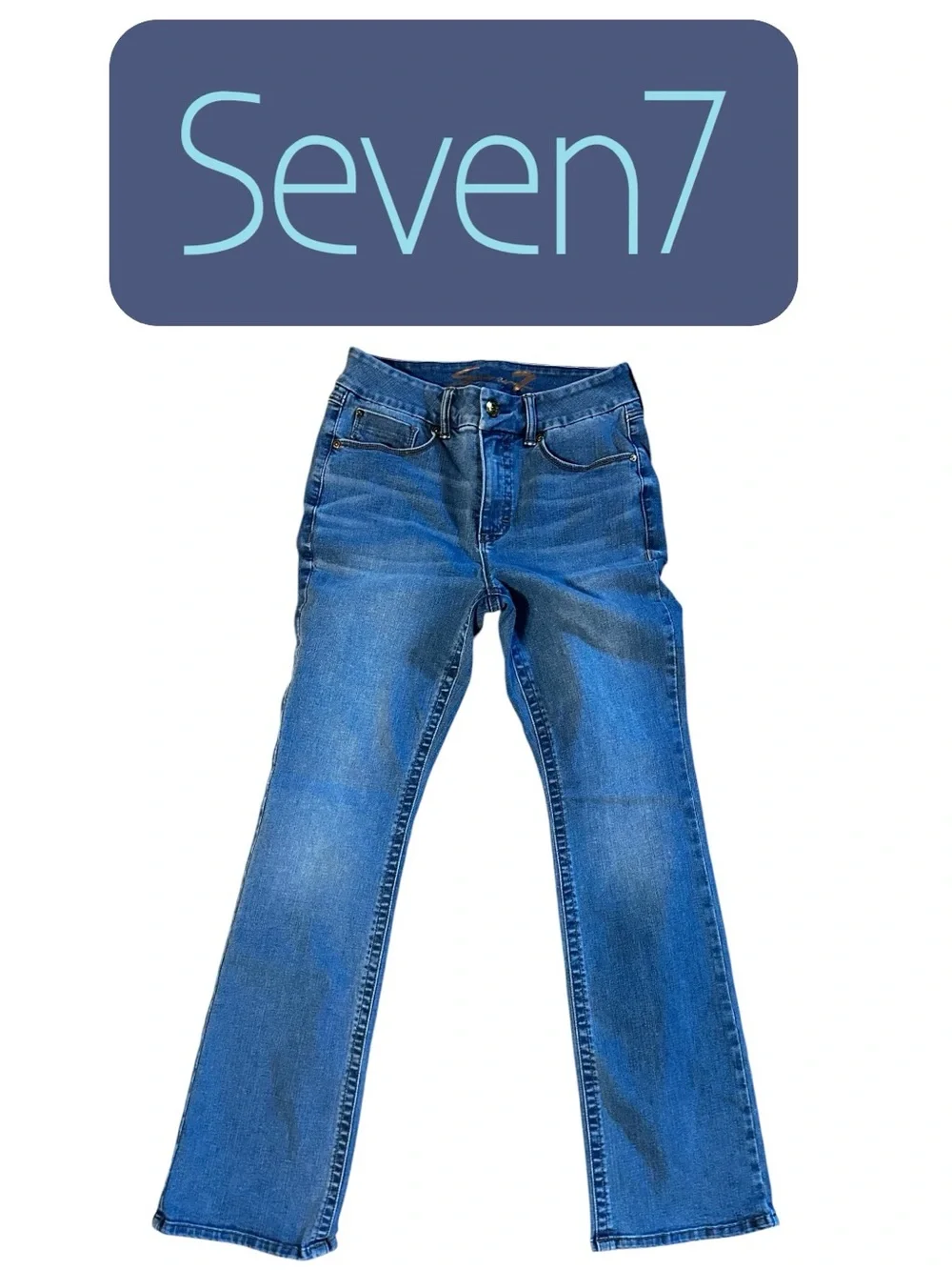 Seven Classic Tummyless High-Rise Slim Boot Blue Women's Jeans